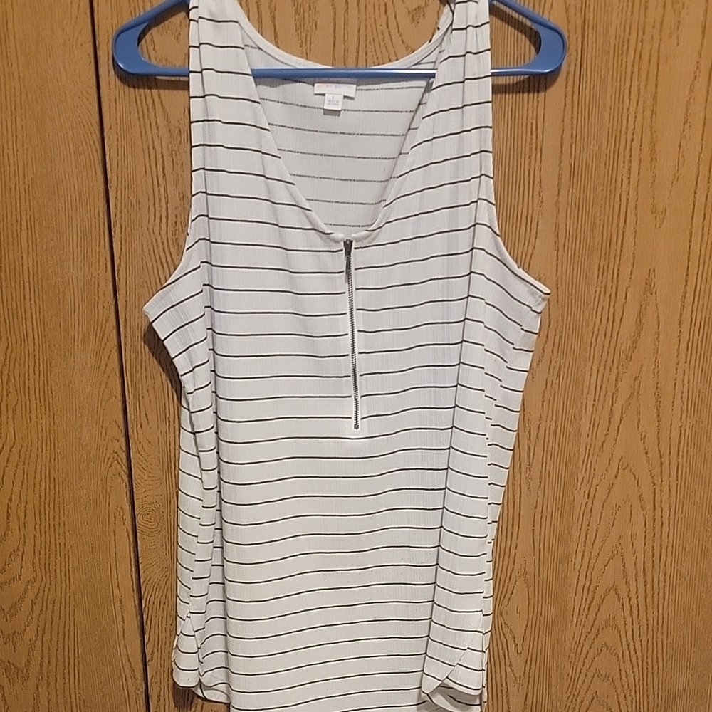 Striped Sleeveless Top - White and Black